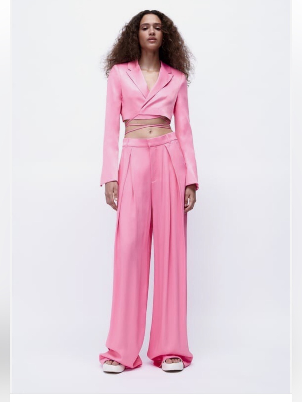 Zara Bright Pink Wide Leg Pants